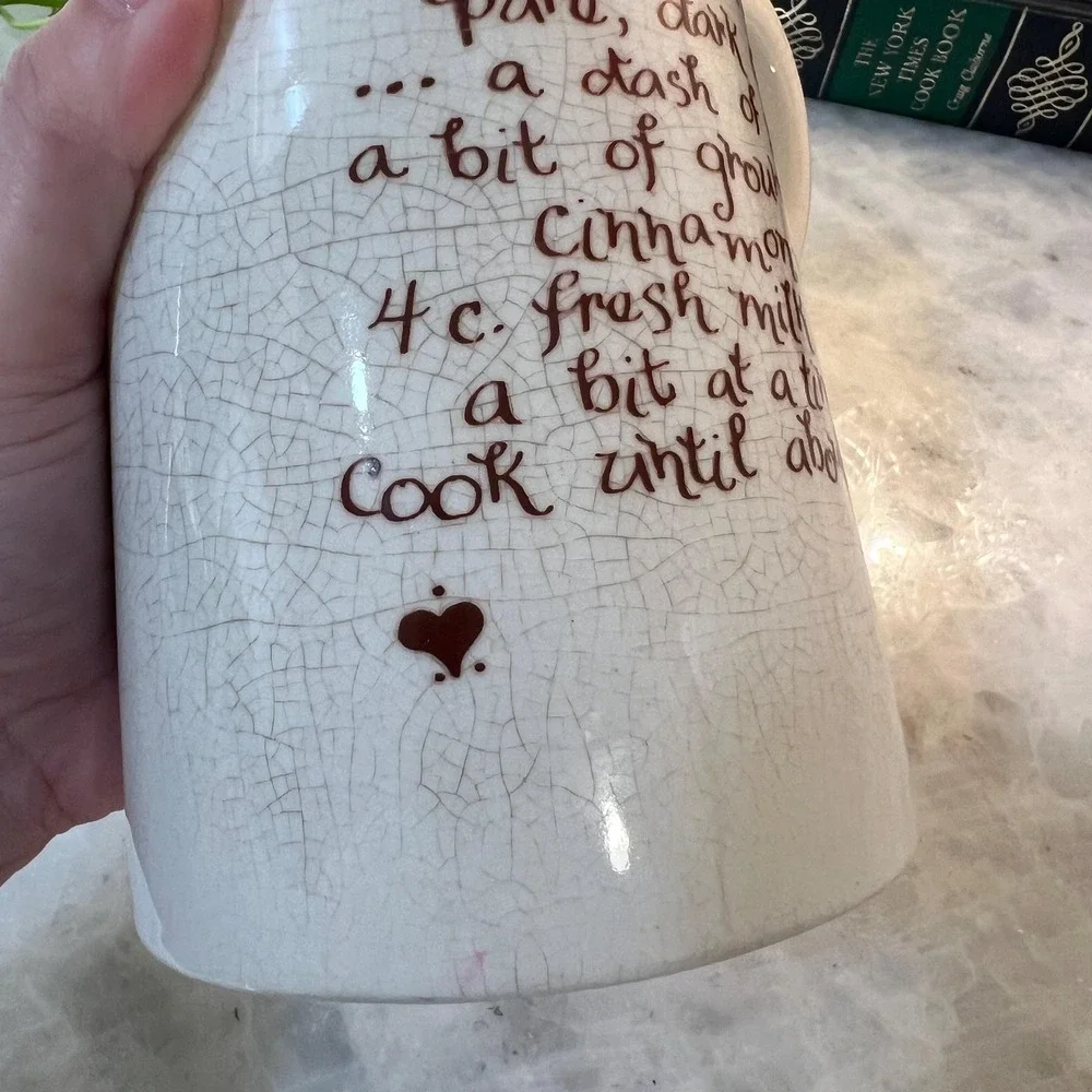 Vintage Ironstone Hot Cocoa Pitcher With Recipe In Brown Script - Picture 6 of 6